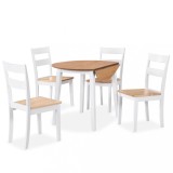 Set mobilier de bucatarie, 5 piese, MDF si lemn de hevea, alb GartenMobel Dekor, vidaXL