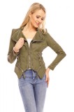 B464-14 Jacheta din imitatie piele accesorizata cu multiple fermoare