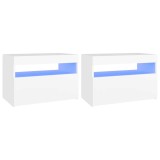 Cumpara ieftin Noptiere cu lumini LED, 2 buc., alb, 60x35x40cm, lemn prelucrat