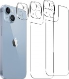 Set 3 folii pentru camera si 2 pentru spatele telefonului iPhone 14 Plus Effcotuo, sticla securizata, transparent, 6,7 inchi