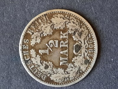 1/2 Mark 1906, litera A, Germania- B 5877 foto