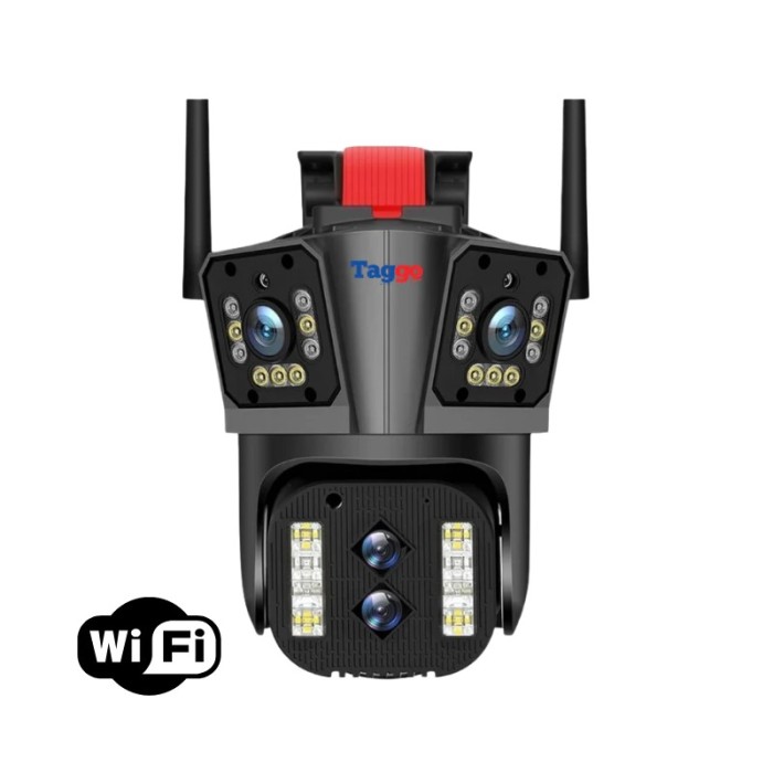 Camera de supraveghere Zoom 10X, WIFI 8K, 16MP, 4 lentile, Control din aplicatie, Comunicare bidirectionala, Urmarire automata