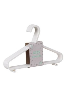 Set 10 umerașe pentru haine de copii, albe, plastic, 28,5 cm foto