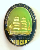INSIGNA NAVA SCOALA MIRCEA RSR MARINA NAVIGATIE 35/25 MM