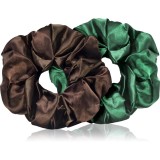 BrushArt Hair Large satin scrunchie set Elastice pentru par Brown &amp; Green