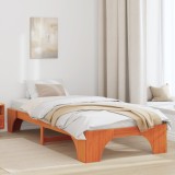 vidaXL Rama de pat din lemn masiv de pin, maro cerat, 90x200 cm