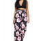 CL783-151 Pantaloni din satin cu talie inalta si imprimeu floral