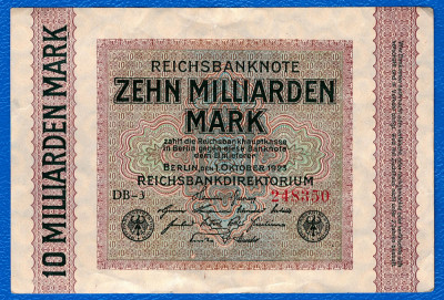 (1) BANCNOTA GERMANIA - 10 MILLIARDEN MARK 1923 (1 OCTOMBRIE 1923), UNIFATA foto