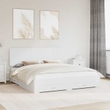 vidaXL Cadru de pat cu headboard Alb 180 x 200 cm Lemn compozit 3412749