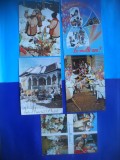 HOPCT LOT NR 1120 CRACIUN-COLINDATORI-COSTUM-5 CARTI POSTALE-CIRCULATE