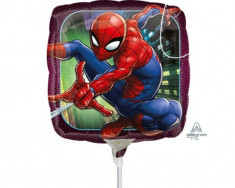 Balon mini folie Spiderman, 23cm/9&amp;quot;, umflat + bat si rozeta, Amscan 34668 foto