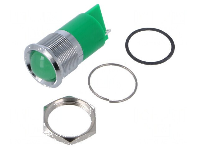 Lampă de control LED verde &Oslash;22mm IP67 Q22