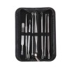 Trusa Extracție Puncte Negre &amp; Coșuri Dactylion, 8 Piese Inox, Husa Piele Eco - Instrumente Profesionale