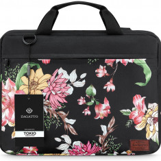 Geanta laptop, Zagatto, TOKIO, ZG79, 15.6", 30x40x6.9 cm, Negru, Model Floral