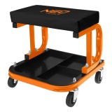 Taburet de atelier pe roti cu raft pentru unelte, NEO TOOLS