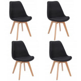 Set 4 scaune bucatarie/living, stofa, lemn, negru, 49x55x82 cm, Alta GartenVIP DiyLine, Jumi