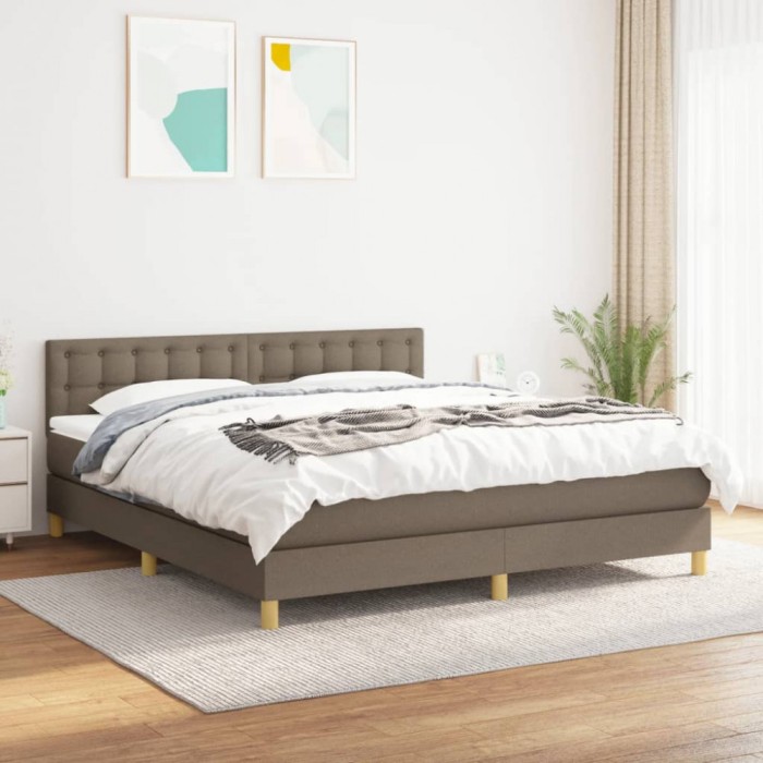 vidaXL Pat box spring cu saltea, gri taupe, 160x200 cm material textil 3140949