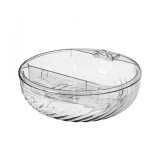 Bol cu doua straturi, flippy, pentru fructe, legume, snacks, cu strat de scurgere a apei, suport pentru telefonul mobil, 22.4x9 cm, transparent