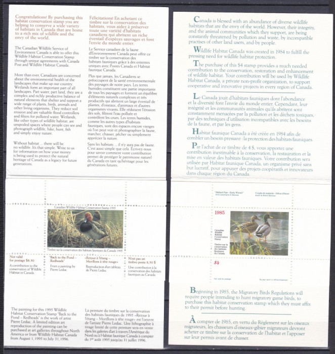 DB1 Fauna Pasari Rate Salbatice Canada 2 carnete MNH 2 poze