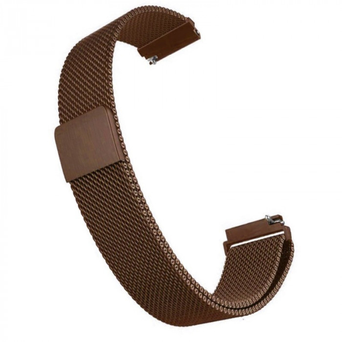 Curea tip Milanese Loop compatibila cu Samsung Galaxy Watch3, 45mm, Telescoape QR, 22mm, Coffee