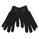 Manusi tricotate cu captuseala fleece si patch din cauciuc, negre, CMCLASS