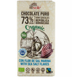 Ciocolata neagra bio si fairtrade 73% cacao cu Fleur de sel, 100g Chocolates Sole