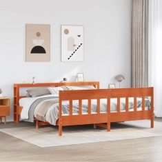 vidaXL Cadru de pat fără saltea, maro ceruit 180x200 cm lemn masiv pin
