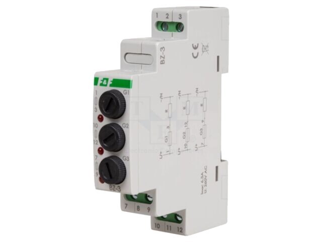 Modul de protecţie F&amp;F BZ 250V AC/DC IP20 pentru şină DIN cu LED roşu
