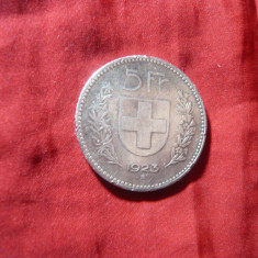 Moneda 5 Franci 1923 Elvetia argint 0.900 , cal. buna