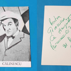 PUIU CALINESCU fotografie anul 1980 cu dedicatie si autograf al marelui actor