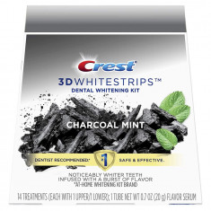 Benzi Crest Whitestrips 3D Charcoal Mint ? Cutie 14 Plicuri, 1 Ser Ulei Esential de Menta foto