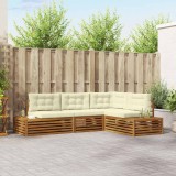 vidaXL Set de canapele de exterior cu pernă 4 Bucată Natural și Crem 3374090