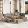 VidaXL Set de canapele pentru grădină cu pernă 9 pcs Bej Rattan poli