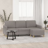 VidaXL Canapea cu 3 locuri și taburet, taupe, 180 cm, material textil