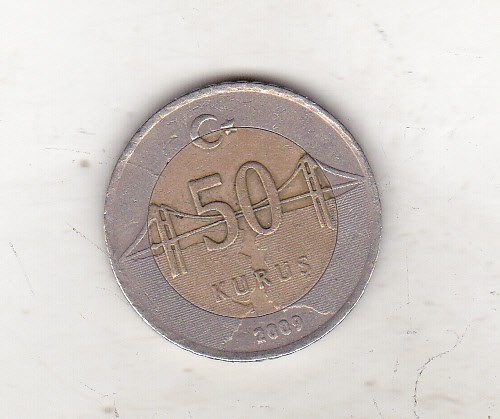 bnk mnd Turcia 50 kurus 2009 bimetal