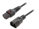 Cablu IEC C13 Mamă - IEC C14 Tată 2m cu Blocare Negru