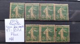 1907 Franta semanat.Y.T.137d -7 val.-MH, Stampilat