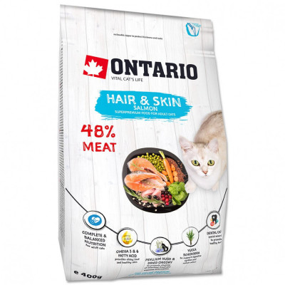 Ontario Cat Hair &amp;amp;amp; Skin Salmon 400 g foto