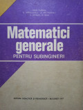 Ioan Filimon - Matematici generale pentru subingineri (1977)
