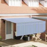 vidaXL Cortina Retractabilă Manual Dungi Albastre și Albe 400 &times; 300 cm