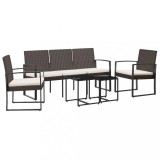 Cumpara ieftin Set mobilier de gradina cu perne, 5 piese, maro, PP ratan