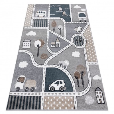 Covor FUN Strade pentru copii, strada, oraș, gri, 140x190 cm foto