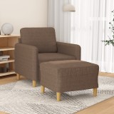 VidaXL Fotoliu canapea cu taburet, maro, 60 cm, material textil