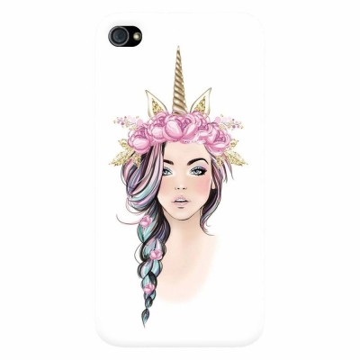 Husa silicon pentru Apple Iphone 4 / 4S, Unicorn Girl foto