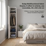 Cumpara ieftin Dulap de haine Adore Oryana cu o ușă, Alb / Nuc, 45x210x62 cm