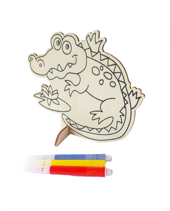 Pictura pe lemn, Model Crocodil, 14 cm, 200LF