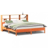 Cumpara ieftin Pat cu biblioteca fara saltea maro 200x200 cm lemn masiv de pin