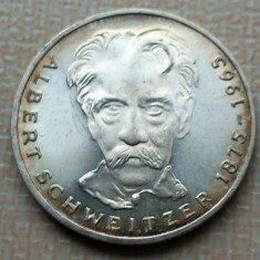 (S) MONEDA DIN ARGINT GERMANIA - 5 MARK 1975, LIT. G, ALBERT SCHWEITZER, PATINA