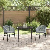 vidaXL Set de masă pentru grădină 3 pcs Gri Rattan poli