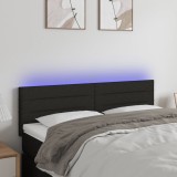 Cumpara ieftin Tăblie de pat cu LED, negru, 144x5x78/88 cm, textil